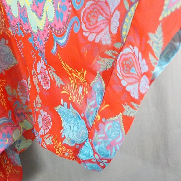 Colleen Lopez Red Boho Chic Sheer Layered Blouse Plus Size 2X - Picture 4 of 8